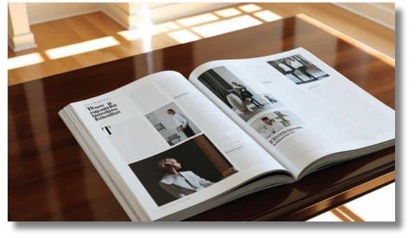 Magazine ouvert sur une table, illustrant la richesse éditoriale des anciens numéros